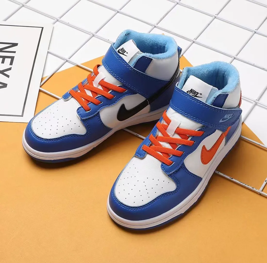 Nike Dunk High Kids azul e laranja