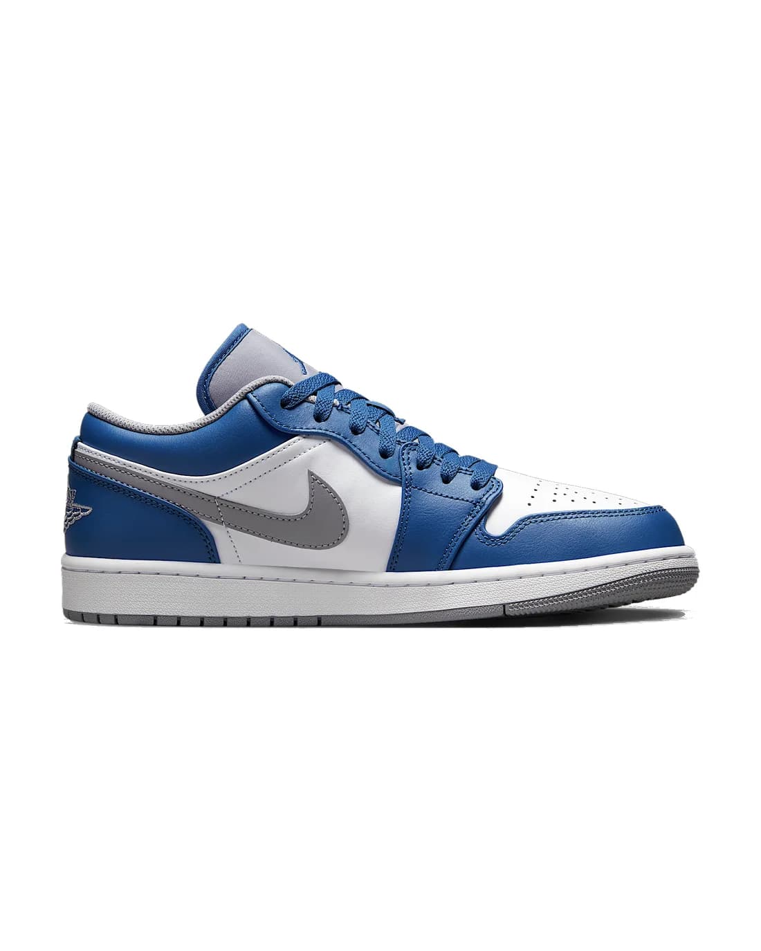 Air Jordan 1 Low azul, branco e cinza