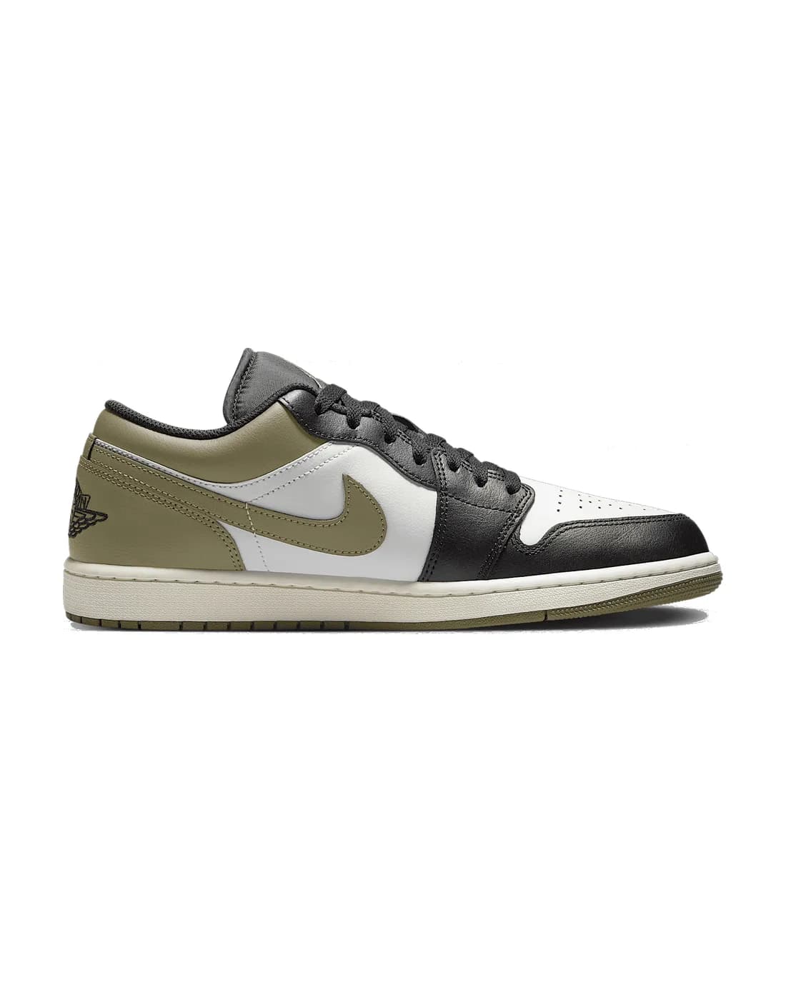 Air Jordan 1 Low preto, branco e verde oliva